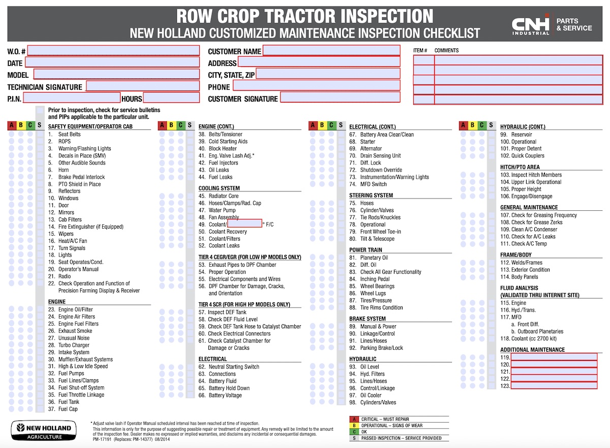 Service Table for Troubleshooting a New Holland Tractor Won't Start